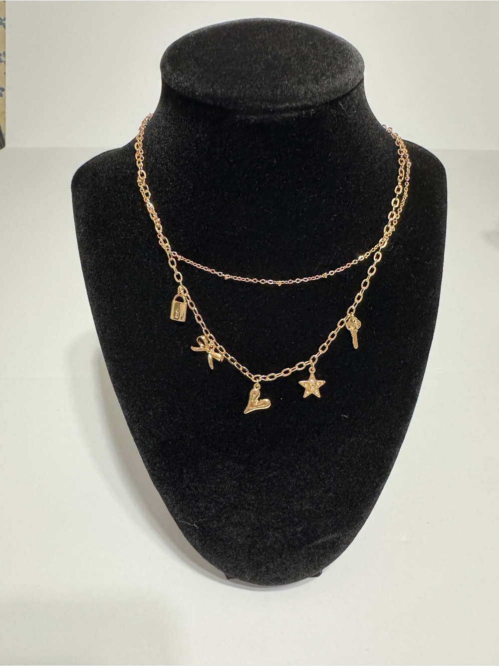 LC Lauren Conrad Layered Gold Charm Necklace with Hearts and Stars